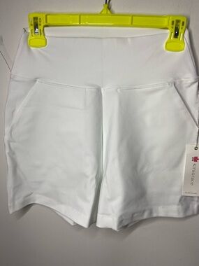 KiraGrace White High-Waist Performance Shorts